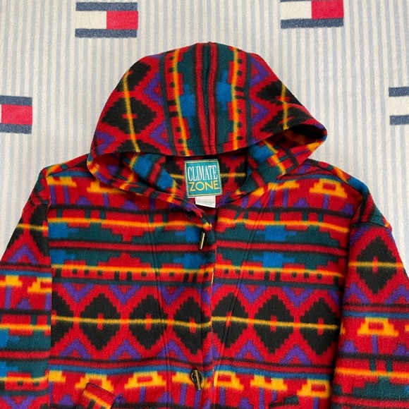 Vintage Climate Zone Colorful pattern Hooded Fleece jacket - Picture 4 of 6